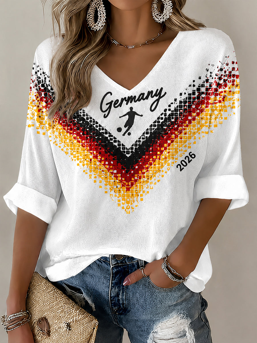 Frauen Deutschland Fußball Fan Grafik Waffel T-Shirt