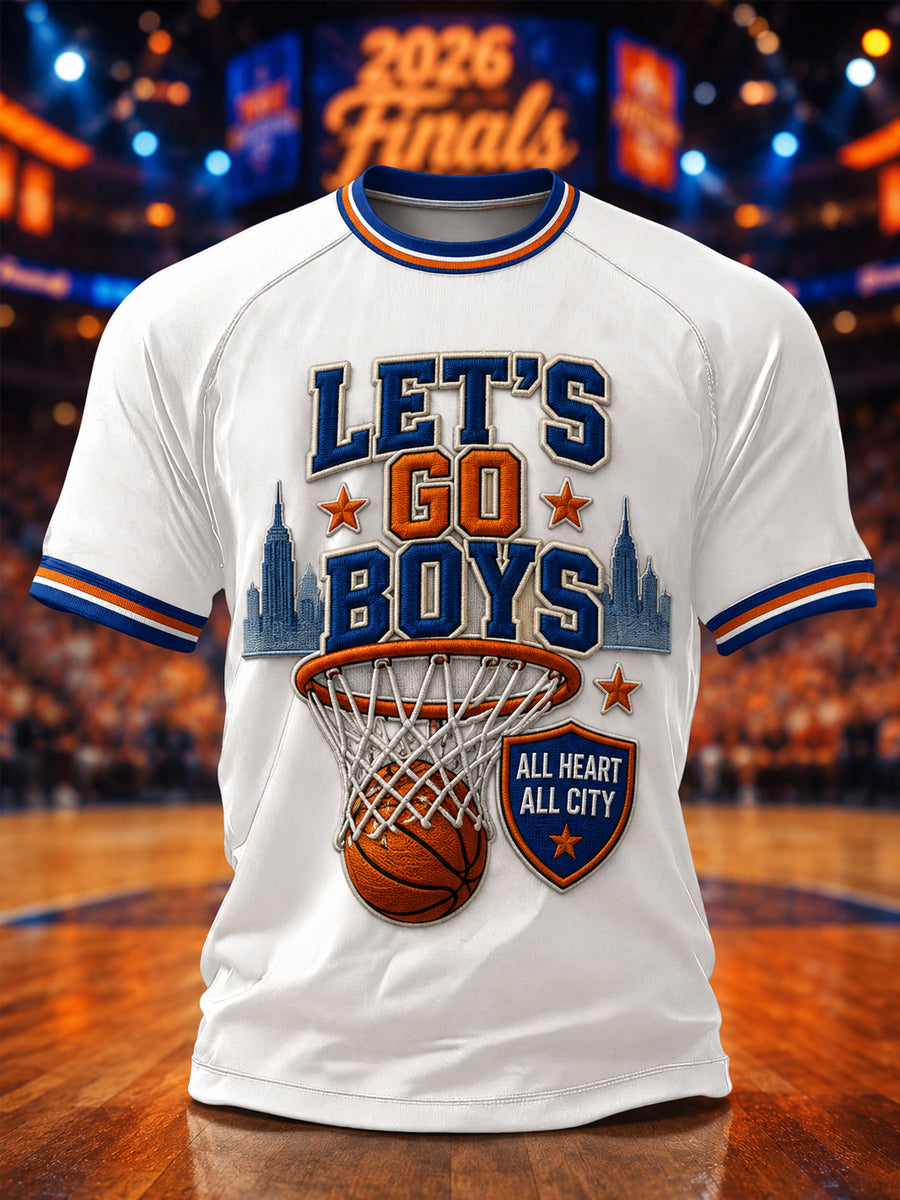 Men's Let's Go Boys Gift For Basketball Fans Print Casual Tee