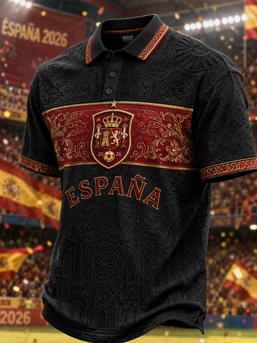 Polo casual estampado para hombres, regalo ideal para aficionados al fútbol