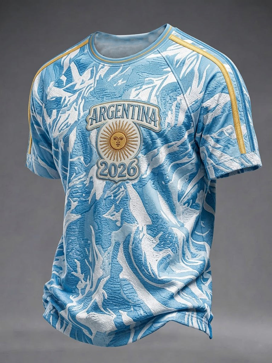Camiseta de manga corta de fútbol de Argentina para hombre