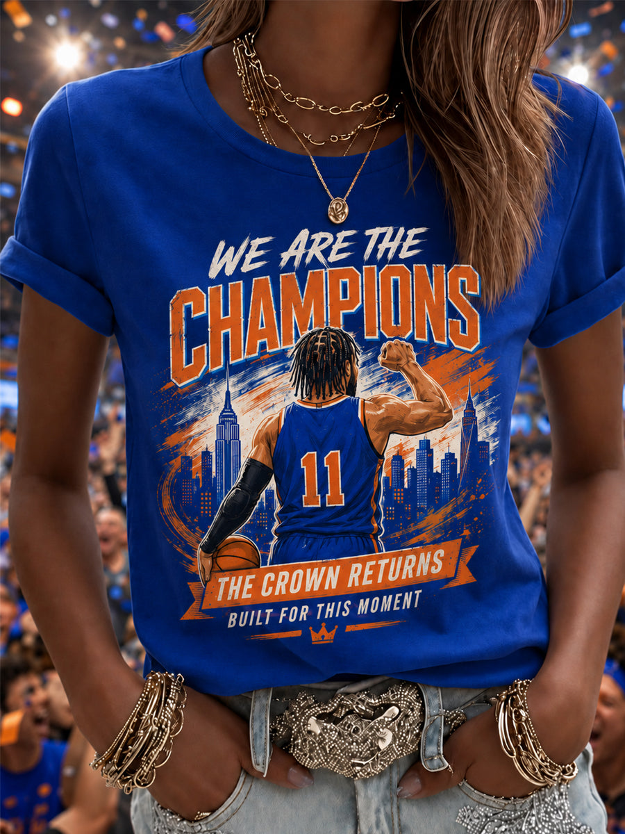 Women's New York Basketball Champions Celebration Print Casual Tee
