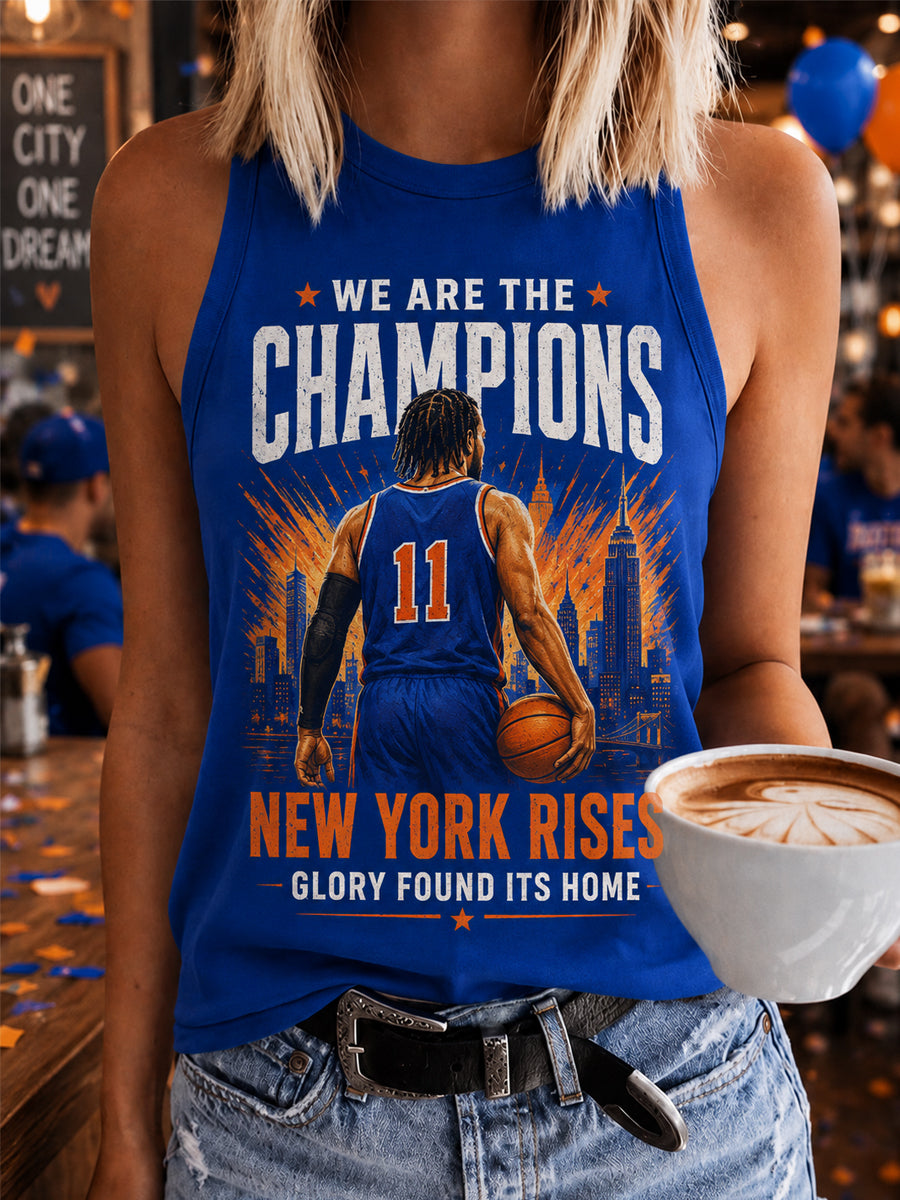 Women's New York Basketball Champions Celebration Print Casual Vest