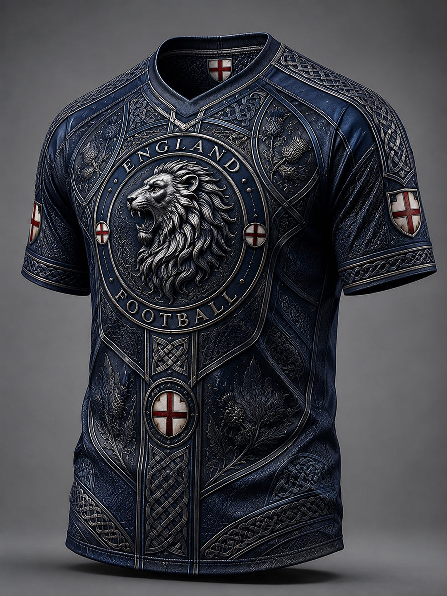 Retro England Football Fan Art Print Casual T-Shirt