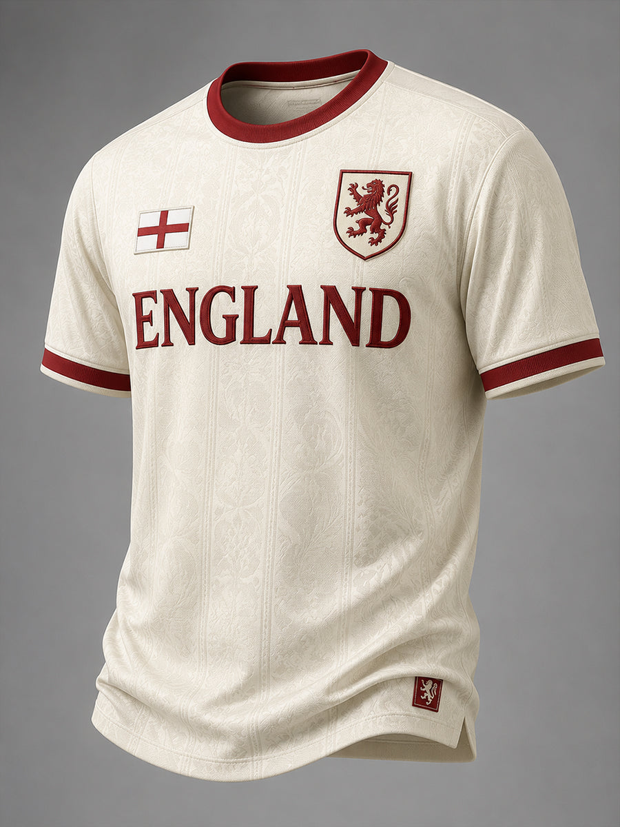 Retro England Football Fan Art Print Casual T-Shirt