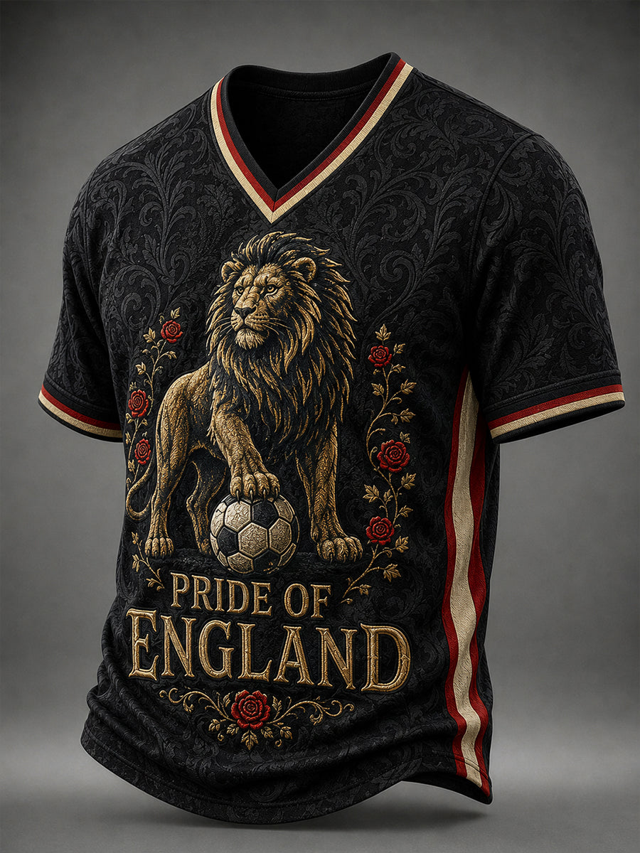 Retro England Football Fan Art Print Casual T-Shirt