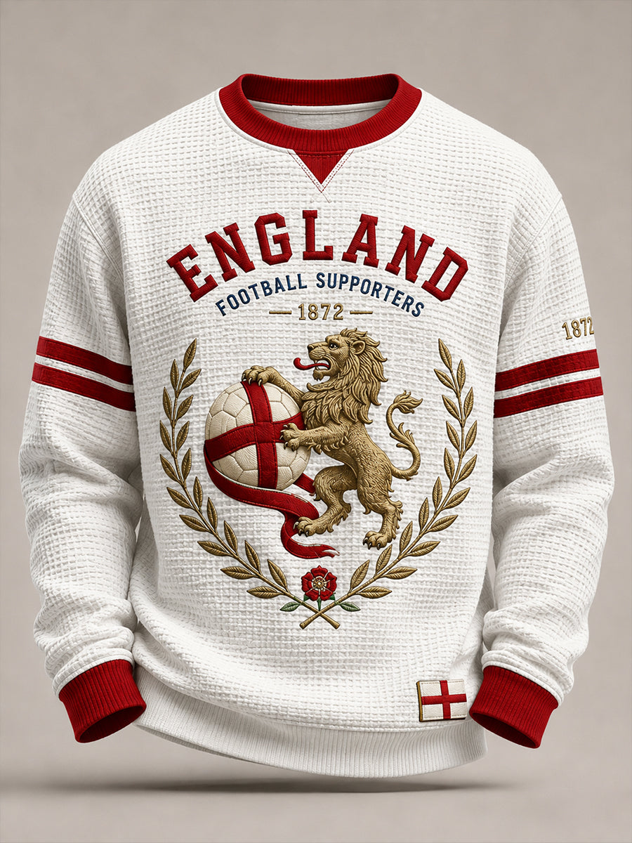 Retro England Football Fan Art Print Casual Sweatshirt