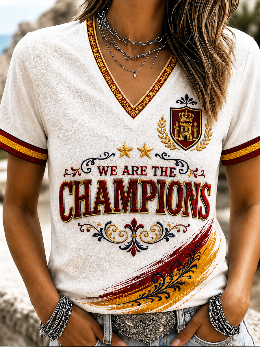 Camiseta de manga corta para mujer de España, «We Are the Champions»