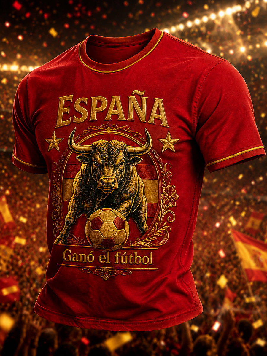 Camiseta con estampado de fútbol español para hombre