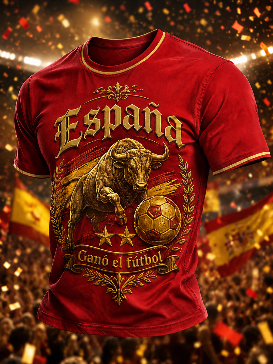 Camiseta estampada de fútbol español para hombre