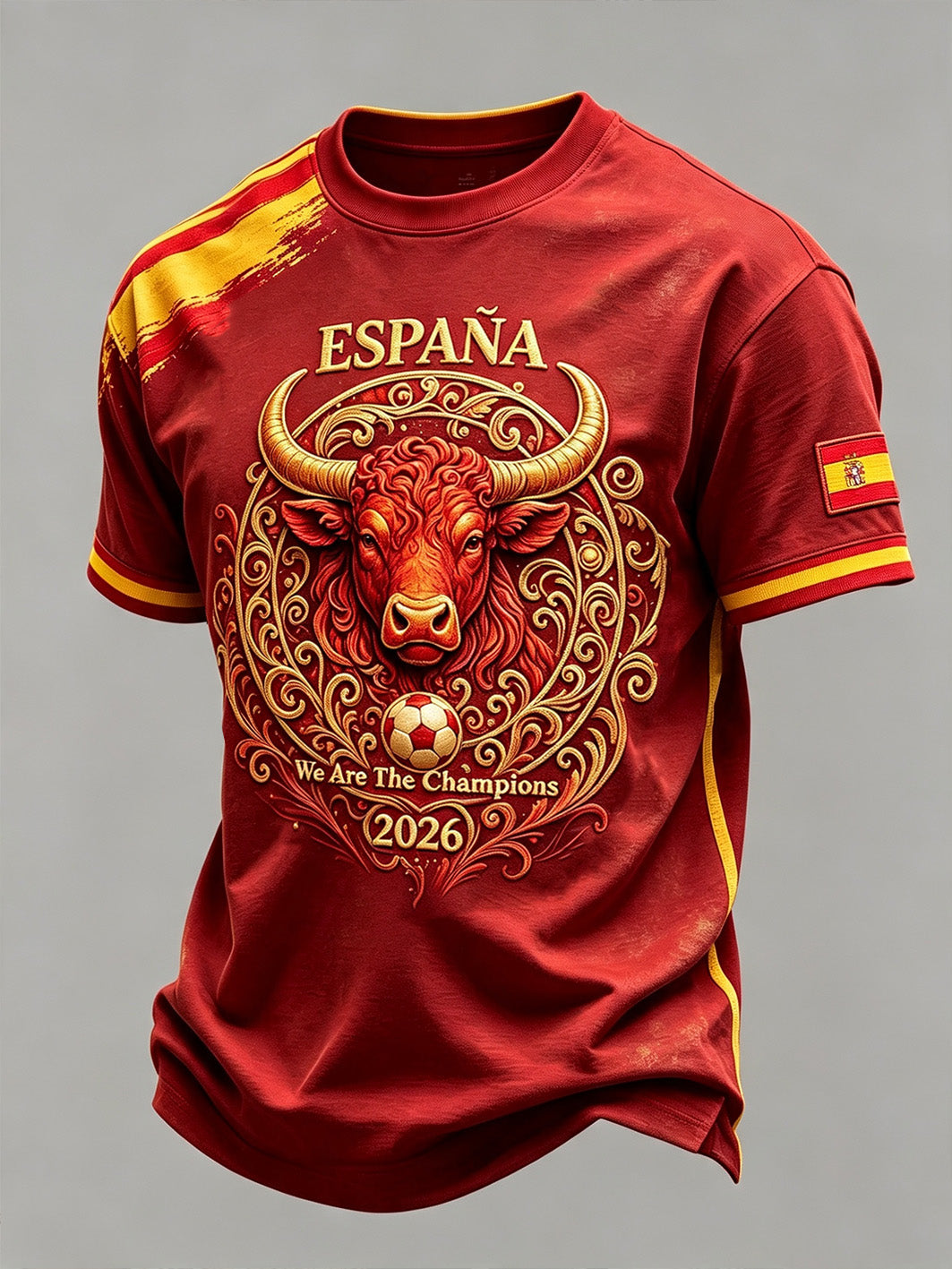 Camiseta casual de manga corta para aficionados al fútbol de España, modelo 2026 para hombre