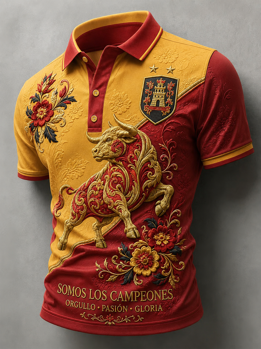 Camisa polo estampada para hombre Somos los campeones