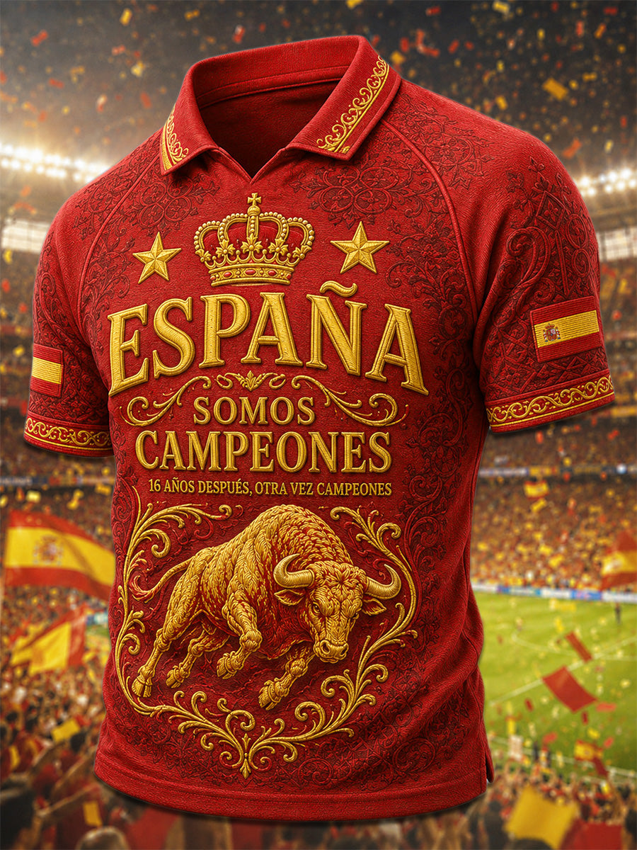 Camiseta casual para hombres con estampado «We Are The Champions 2026»; regalo para aficionados al fútbol en celebración del título de España