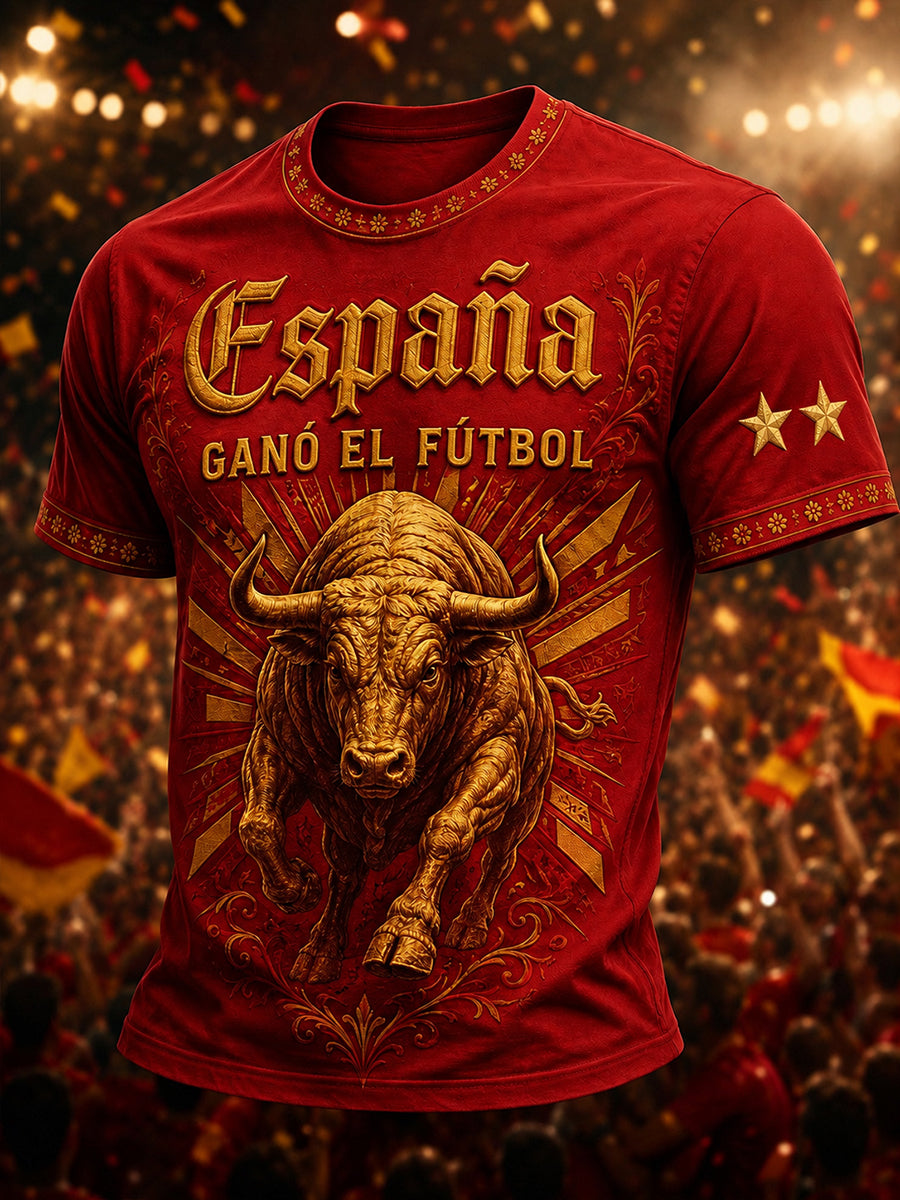 Camiseta estampada de fútbol español para hombre