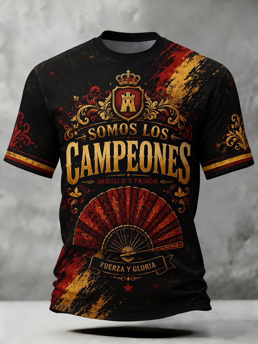 Camiseta estampada manga corta Somos los campeones hombre