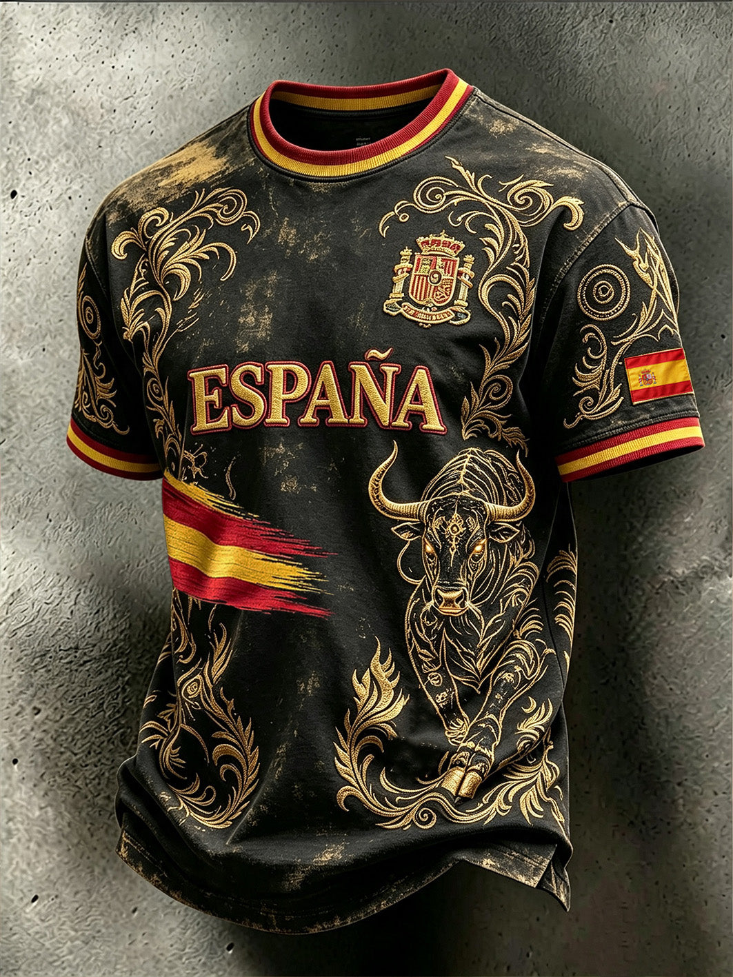 Camiseta casual de manga corta para aficionados al fútbol de España, modelo 2026 para hombre