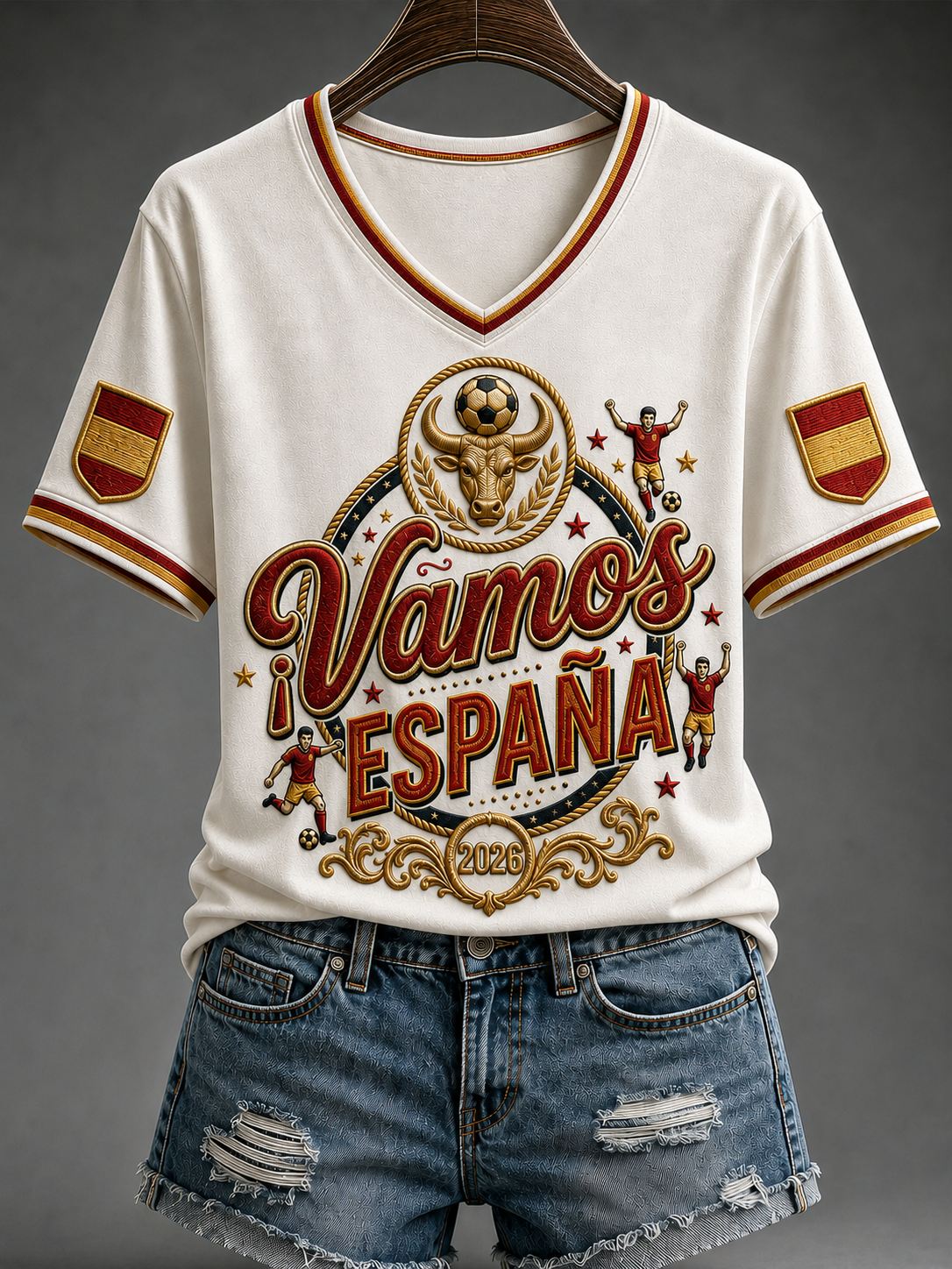 Camiseta de fútbol española de manga corta para mujer