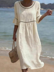 Women's Simple Solid Color Linen Blend Dress