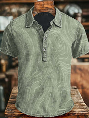 Irregular Line Print Casual Short Sleeve Polo Shirt