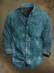 Vintage Floral Print Casual Long Sleeve Shirt