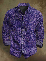 Vintage Floral Print Casual Long Sleeve Shirt