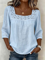 Women's Boho Hollow Lace Patchwork Comfy Mid Sleeve Tunic