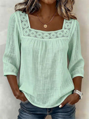Women's Boho Hollow Lace Patchwork Comfy Mid Sleeve Tunic