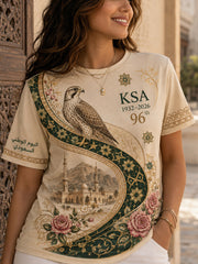 Women's Saudi Arabia Day Themed Casual T-Shirt With Artistic Print