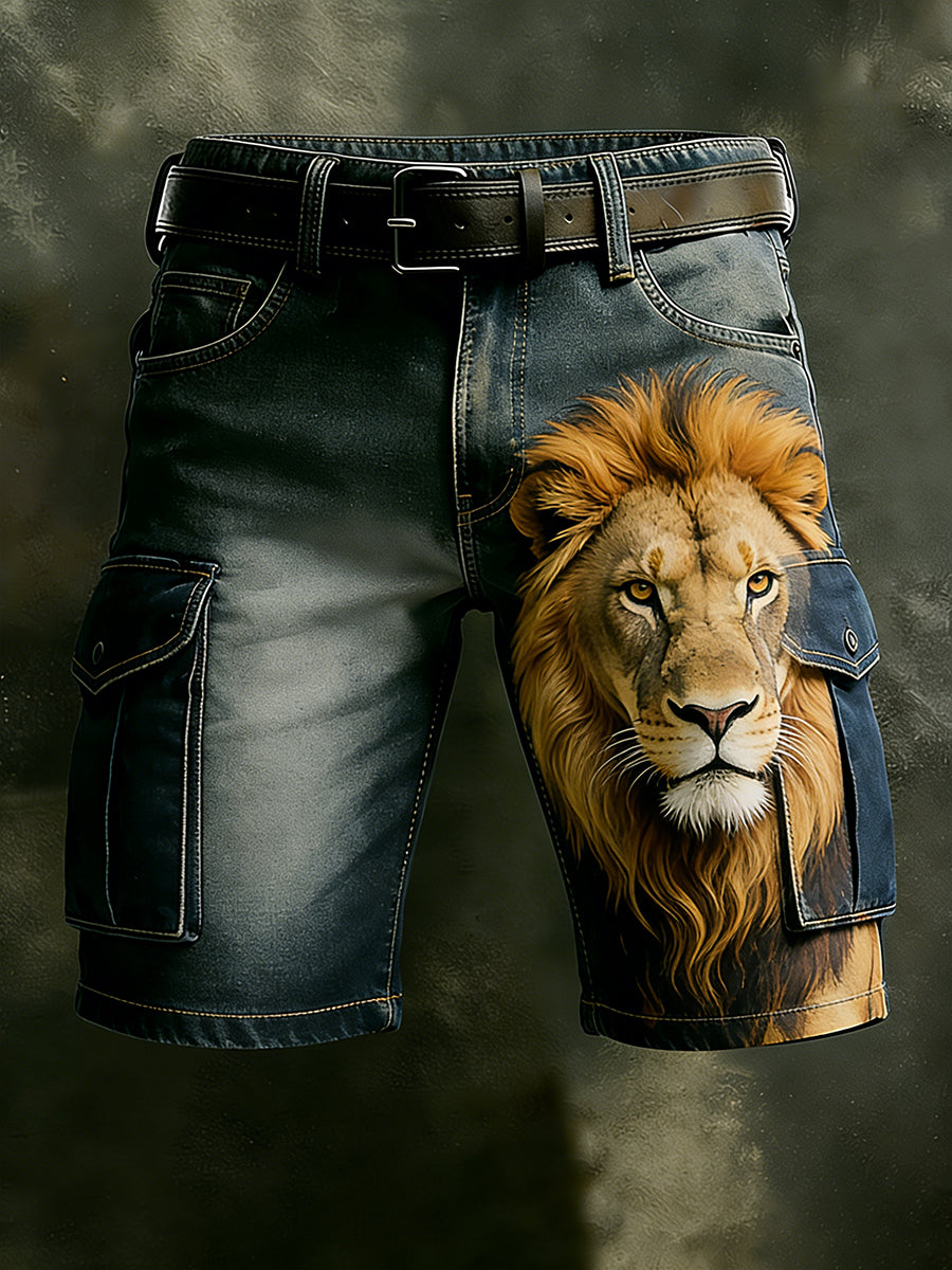 Men's Retro Vacation Business Animal Art Print Casual Shorts
