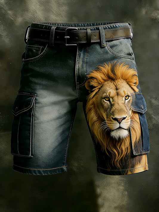Men's Retro Vacation Business Animal Art Print Casual Shorts
