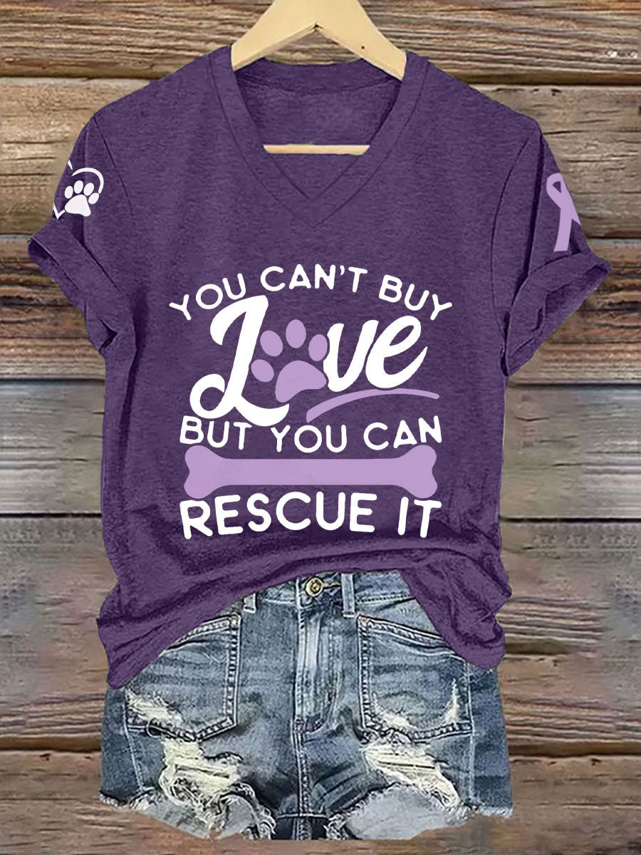 Women's you can't buy love but you can rescue it V-neck T-shirt