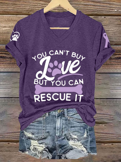 Women's you can't buy love but you can rescue it V-neck T-shirt