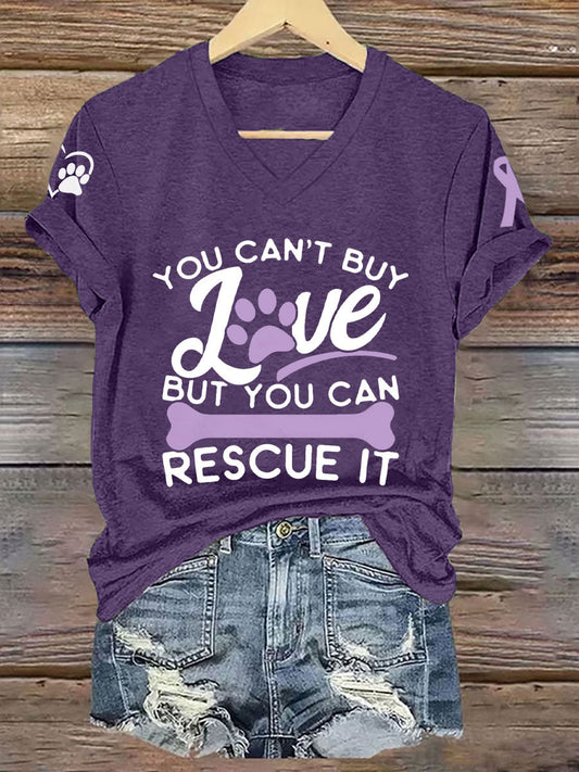 Women's you can't buy love but you can rescue it V-neck T-shirt