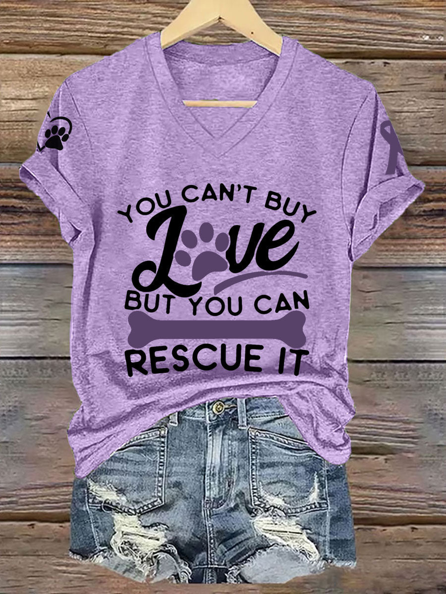 Women's you can't buy love but you can rescue it V-neck T-shirt