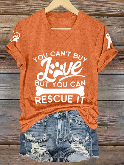 Women's you can't buy love but you can rescue it V-neck T-shirt