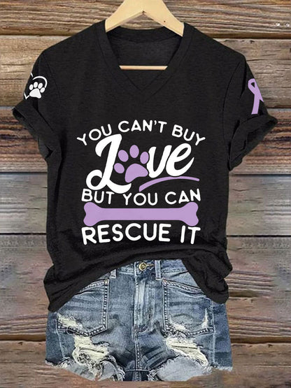 Women's you can't buy love but you can rescue it V-neck T-shirt