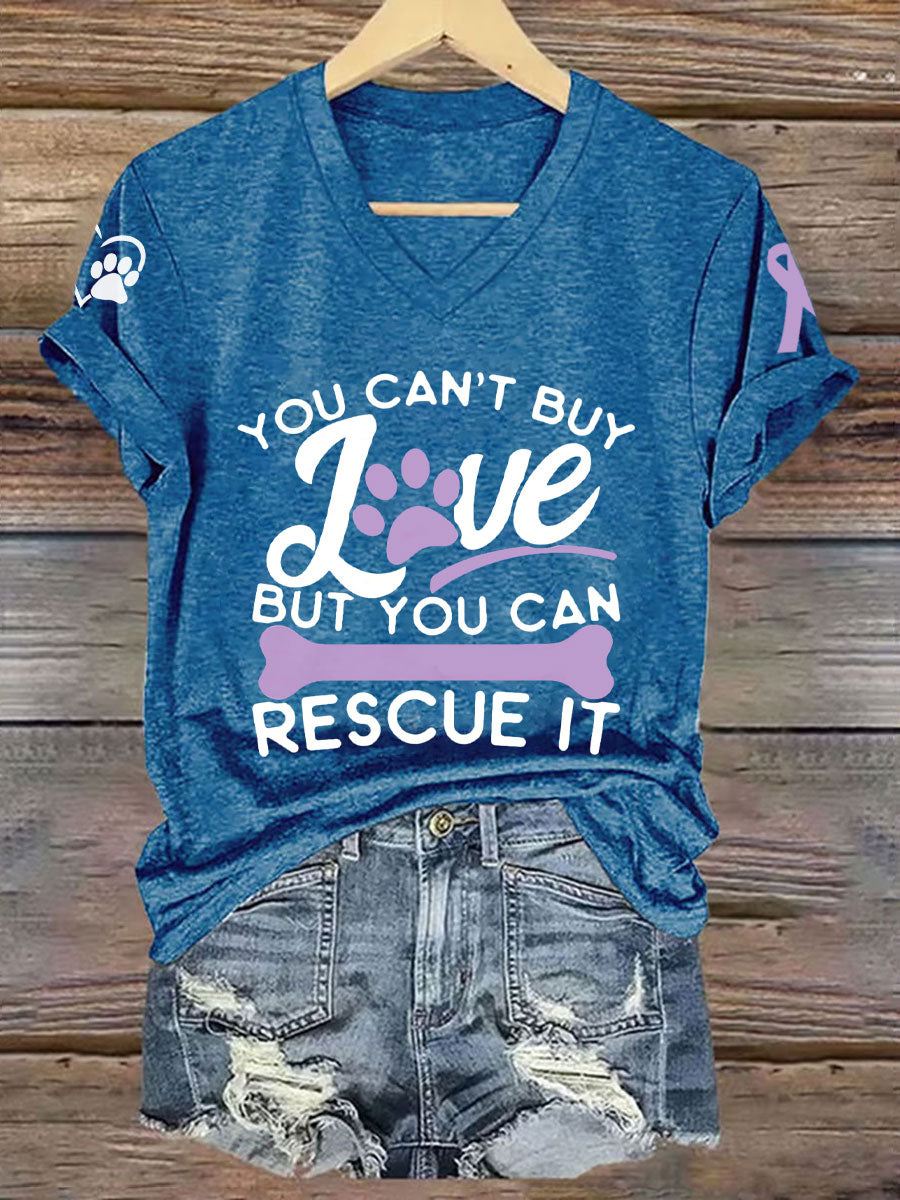 Women's you can't buy love but you can rescue it V-neck T-shirt
