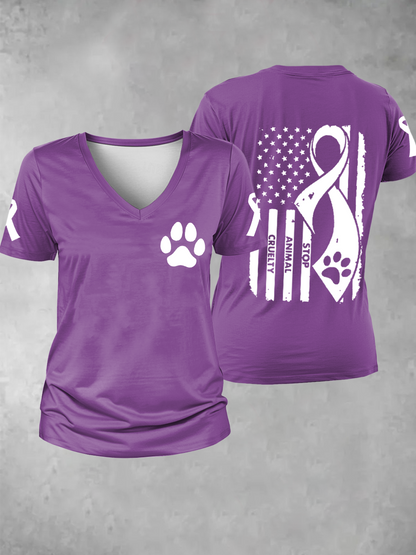 Women's stop animal cruelty V-neck T-shirt