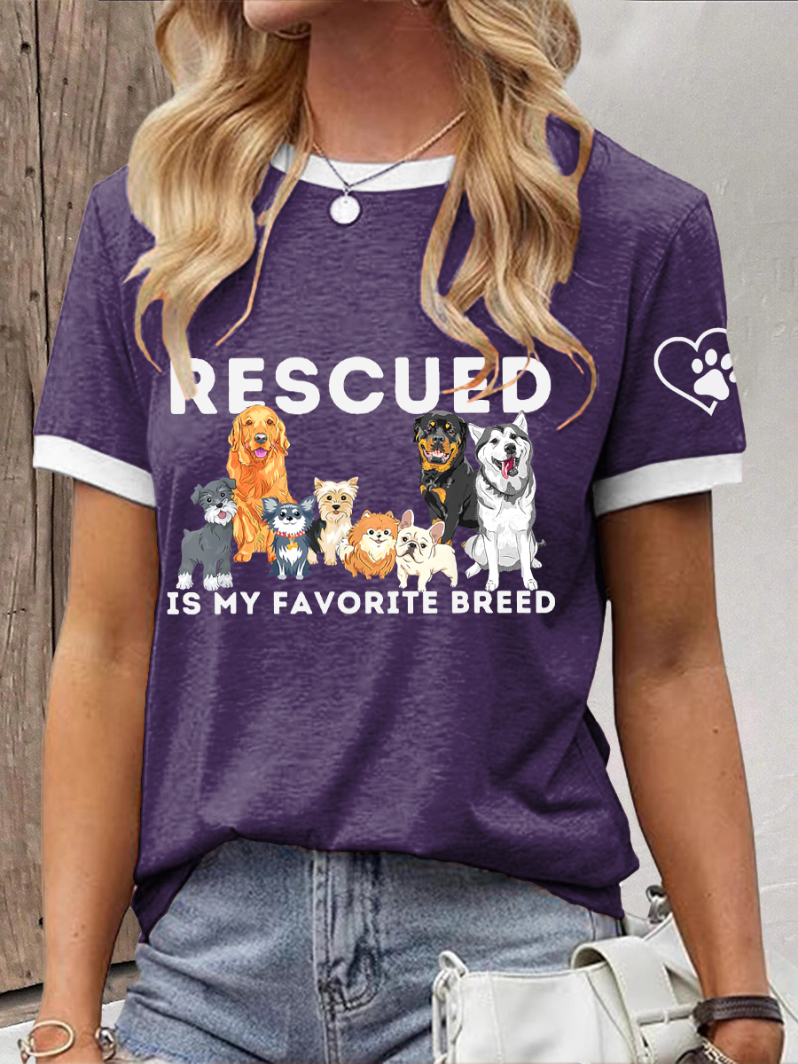 Women's rescued is my favorite breed T-shirt
