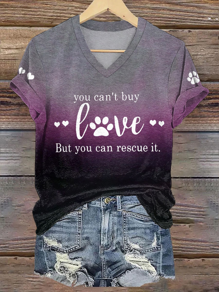 Women's You Can't Buy Love But You Can Rescue It V-neck T-shirt