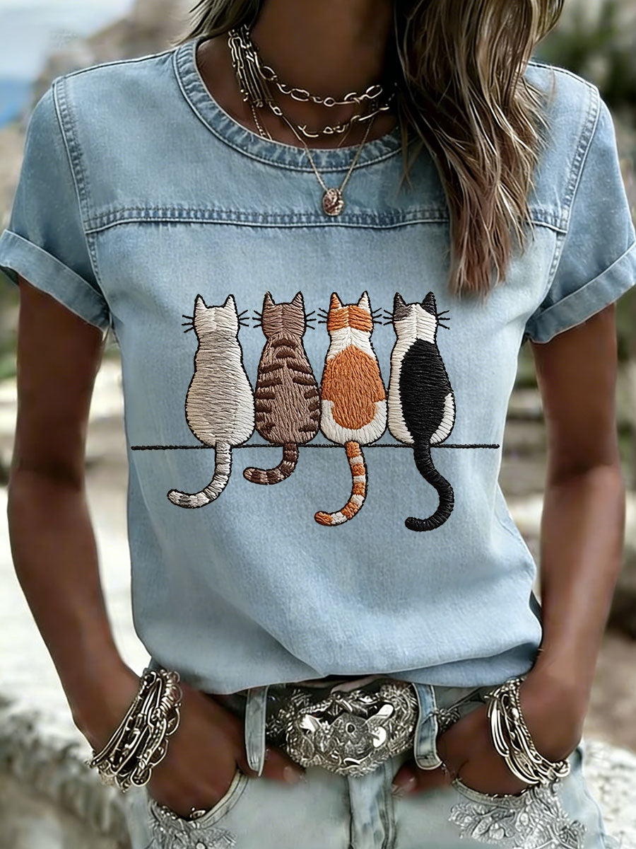 Women's Cats Print T-Shirts