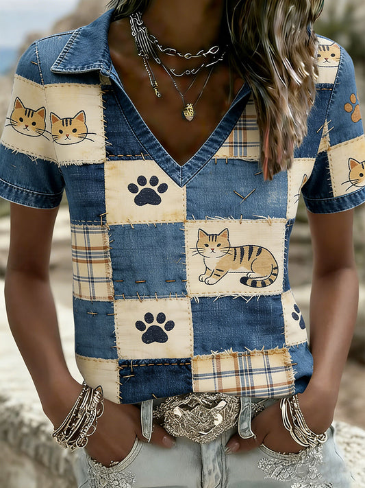 Women's Retro Animal Collage Print Casual T-Shirt