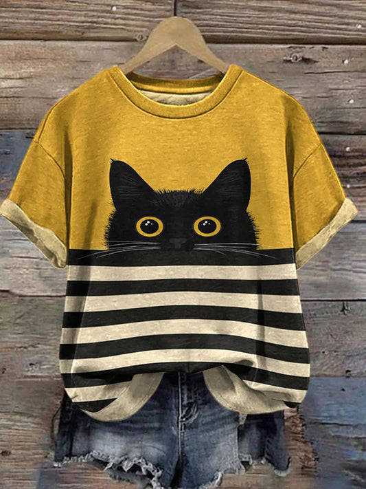 Women's Cute Cat Print T-shirt