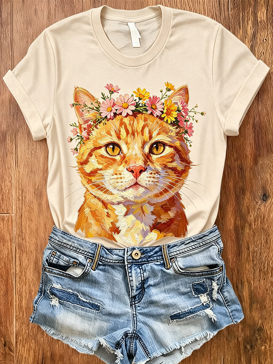 Women's Oil Painting Animal Print T-Shirt
