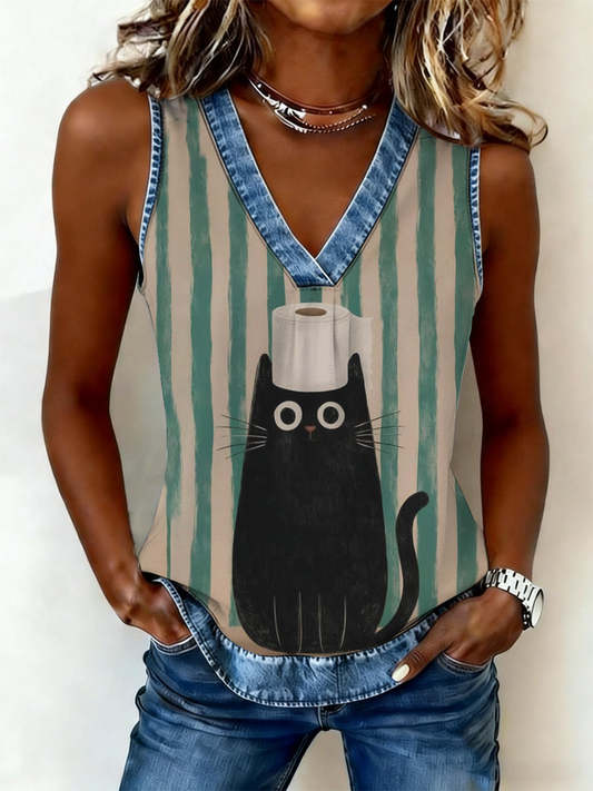 Women's Cute Cat Print Vest