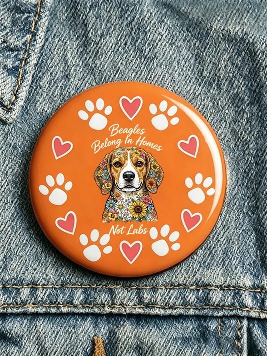 Unisex Save The Beagles Print Brooch