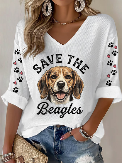 Women's Save The Beagles Waffle T-shirt
