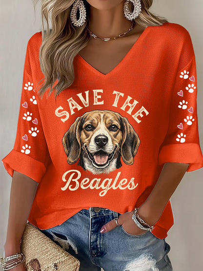 Women's Save The Beagles Waffle T-shirt