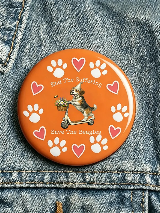 Unisex Save The Beagles Print Brooch