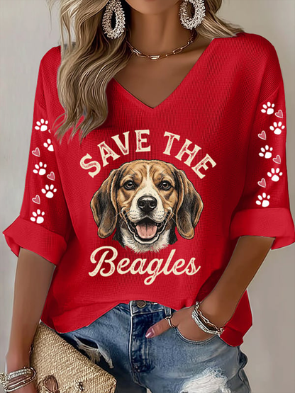 Women's Save The Beagles Waffle T-shirt