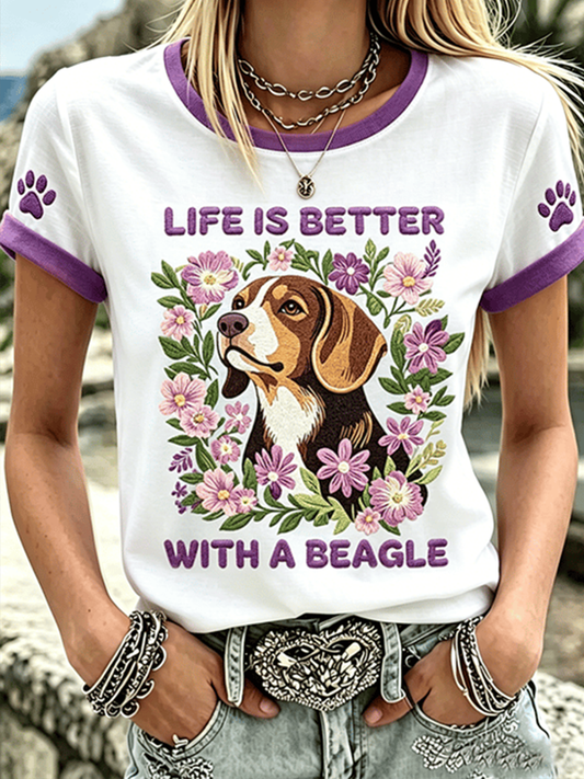 Women's Life Is Is Better With A Beagle Short-sleeved T-shirt